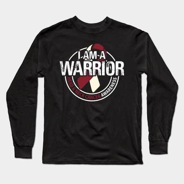 I Am A Warrior Head & Neck Cancer Awareness Ribbon Long Sleeve T-Shirt by mateobarkley67